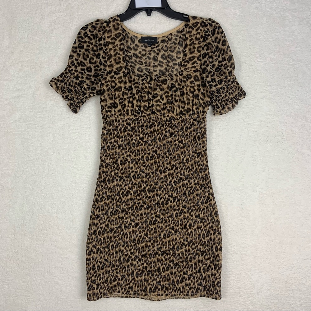 Majorelle Mini Bodycon Dress Cheetah Smocked Square Neck Revolve